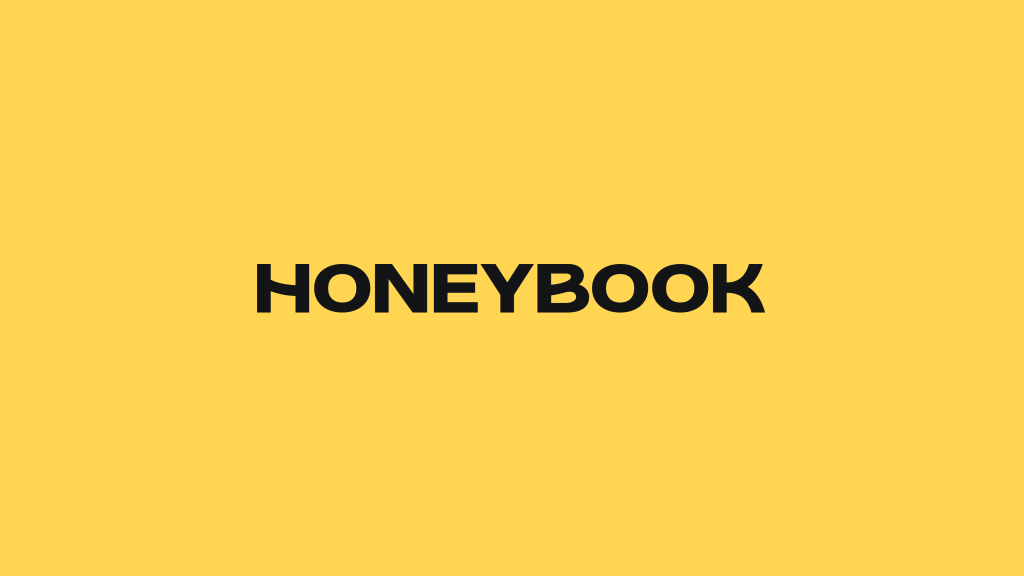 HoneyBook logo on yellow background