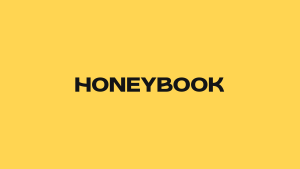 HoneyBook logo on yellow background